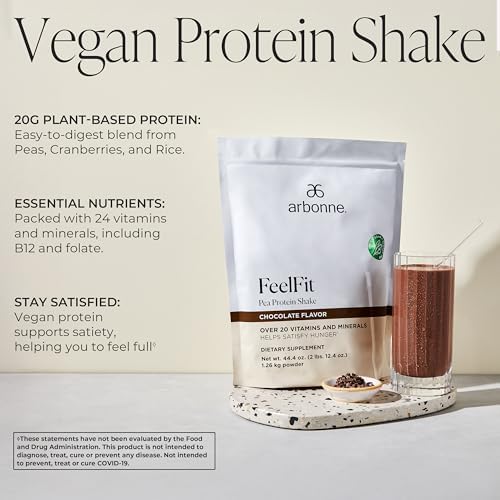Arbonne Feelfit Pea Protein Shake - Daily Supplement Powder, Vegan Protein for Support of Overall Health, Energy and Well-Being, Vanilla