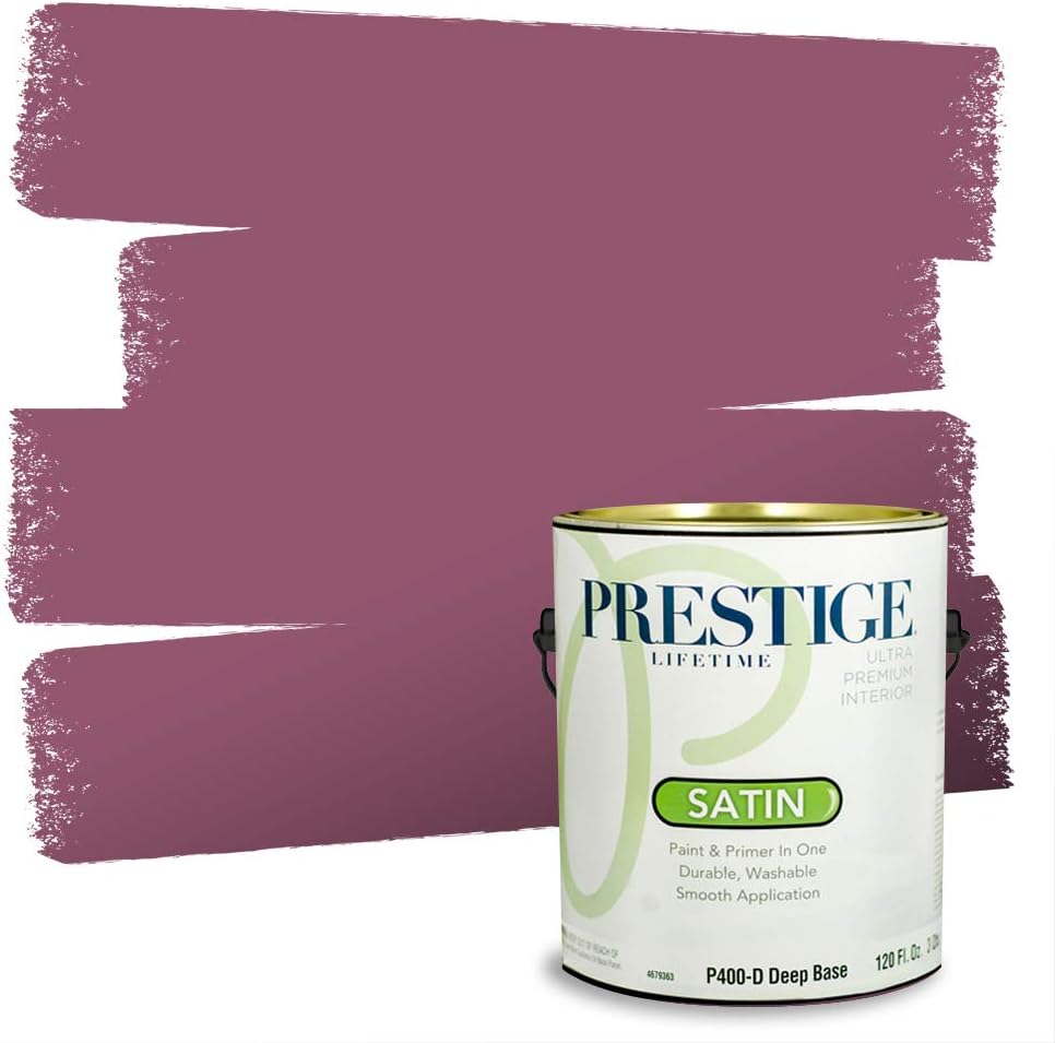 PRESTIGE Paints Exterior Paint and Primer In One, 1-Gallon, Satin, Comparable Match of Sherwin Williams* Grandeur Plum*