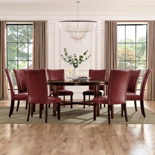 Steve Silver Company Hartford Parsons Chair, Vegan Leather, Contemporary Style, Dining Room, Kitchen, Asian Hardwood Solids, Ergonomic Shape Backing, 20" D x 28" W x 41" H, Brown
