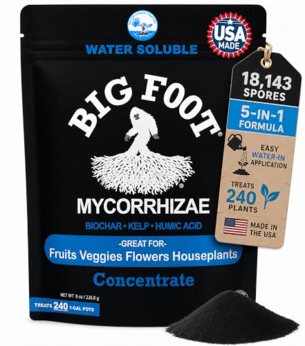 Big Foot Mycorrhizae for Plants, Potted Plants and Gardens - Concentrate Fully Dissolves in Water, Year Round Organic Fertilizer for Root Growth and Healthy Soil - 32 Ounces of Mycorrhizal Inoculant