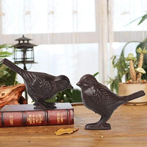 BRASSTAR 2 Pack Rustic Cast Iron Bird Statues, Indoor Outdoor Ornament