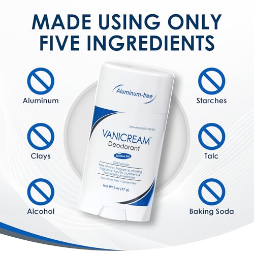 Vanicream Aluminum-Free Gel Deodorant, 2 Oz, Formulated without Common Irritants for Sensitive Skin, Water-Based Gel, Helps Reduce Odor, Unscented