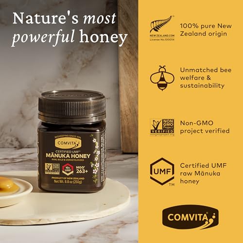 Comvita Manuka Honey UMF 10+ (MGO 263+), Monofloral - 500g (17.6 Oz) | Raw Manuka Honey New Zealand, Pure & Unpasteurized, Superfood for Immune Health, Wild, Use in Tea, Non-GMO