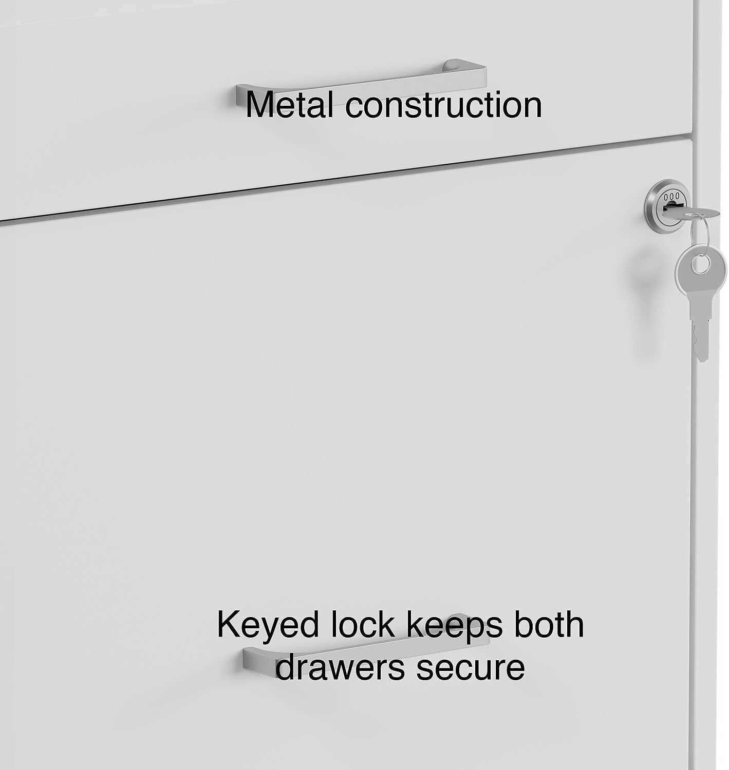 Staples 3-Drawer Vertical File Cabinet, Letter Size Documents, Lockable & Mobile, 18.9" D x 14.3" W x 26.9" H, White