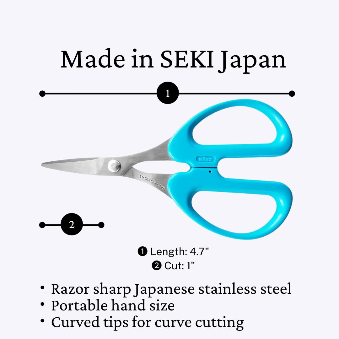 ALLEX Ostomy Scissors Curved Blunt Tips for Cutting Stoma Bag and Wafer, Made in JAPAN, Japanese Stainless Steel Blade