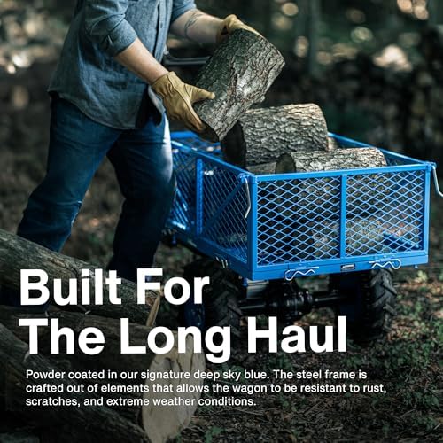 Landworks Utility Service Cart Wheelbarrow Power Wagon, Super Duty Electric 48V DC Li-Ion Battery Powered, 500 lbs Load & 1000+ lbs Hauling Capacity