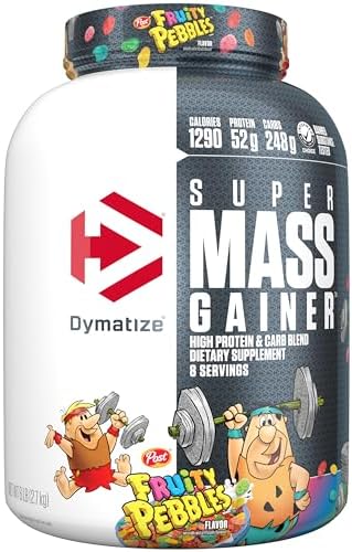 Dymatize Super Mass Gainer Protein Powder, Gourmet Vanilla, 52g Protein, 1g Creatine, 1280 Calories, 10.7g BCAAs, 245g Carbs, Contains Whey Protein Powder, Isolate, and Casein (8 Servings)