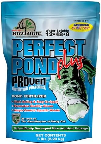 BioLogic Perfect Pond Plus, Fish Pond Fertilizer, Granular Fish Pond and Plant Fertilizer, Fast Acting & Easy to Apply, 5 lb Bag Broadcasts 1 Acre