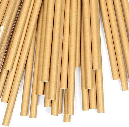 GDMINLO 100 Pack Kraft Paper Straws Biodegradable co-Friendly Drinking Bulk for Party Supplies, Bridal/Baby Shower, Birthday, Mixed Drinks, Weddings