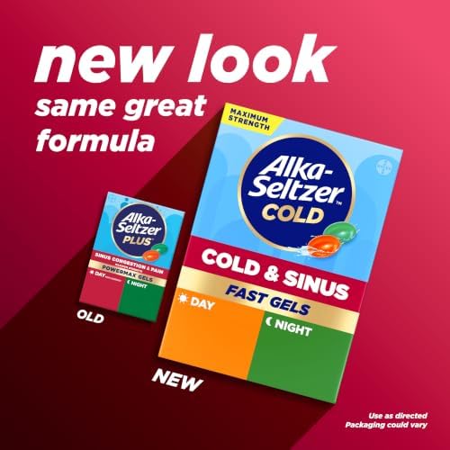 Alka-Seltzer Cold, Cold & Sinus Max Strength Fast Gels, Cold Medicine, Multi-Symptom Relief, Body Aches and Pains, Sinus Pressure, Congestion Relief