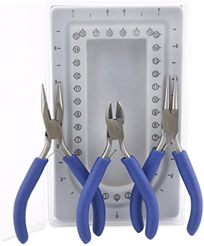 Beadalon 202K-050 Travel Tool Kit, Chain Nose Pliers, Round Nose Pliers, Cutter & Mini Bead Board, with Plastic Case Tools