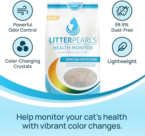 Litter Pearls Micro Crystals Unscented Non-Clumping Crystal Cat Litter with Odorbond, 7 lb, White, Clear and Blue Crystals (LPMC7)