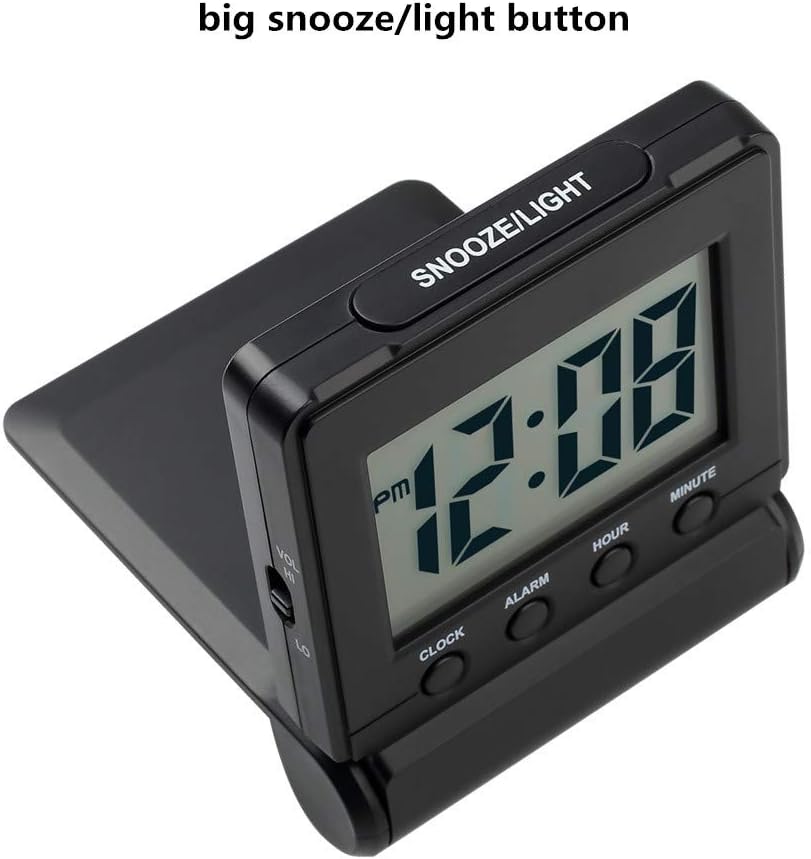 Compact Digital Travel Alarm Clock with High/Low Volume Options, Simple to Set, Easy to Read, Bold Digits, Snooze Backlight, Quality Construction