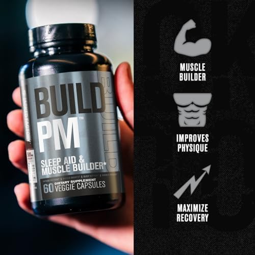 Jacked Factory Build PM Night Time Muscle Builder & Sleep Aid - Post Workout Recovery & Sleep Support Supplement w/VitaCherry Tart Cherry, Ashwagandha