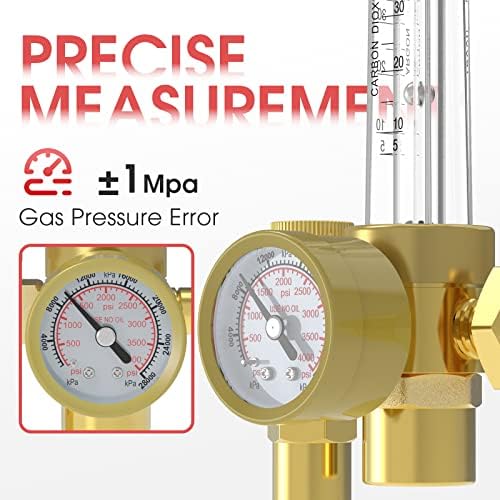 YESWELDER Welding Gas Flowmeter, Leak-Proof Argon CO2 Pressure Gauge with