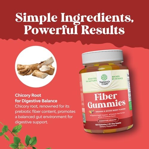 Tasty Prebiotic Fiber Gummies for Adults - High Fiber Supplement Gummies Vitamins for Adults with Prebiotic Soluble Chicory Root for Immunity and