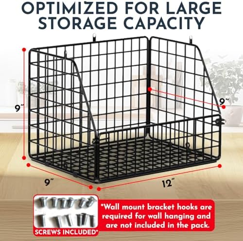 3x Stackable Hanging and Counter Baskets, Hanging Fruit Baskets for Kitchen