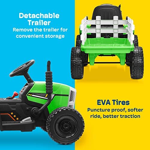 Kidzone 12V 7Ah Premium Electric Tractor Ride On Toy, Green