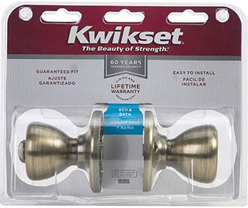 Kwikset Tylo Interior Privacy Door Knob with Lock, Door Handle For Bathroom and Bedroom, Polished Brass Keyless Turn Lock Doorknob, 1 Count (Pack of 1)