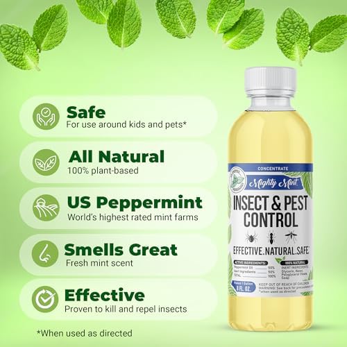 Mighty Mint Peppermint Oil Insect Repellent Spray, 16 oz | Natural Indoor & Outdoor Bug Control for Spiders, Ants, Roaches, Plant-Based, Extra-Strong Formula with Microfiber Cloth