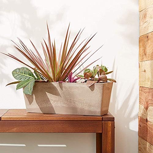 Arcadia Garden Products PSW U45CT Plastic/Stone/Wood Composite Simplicity Window Box, No Drainage Hole (Drillable), 17.5" x 7" x 6", Cement Color