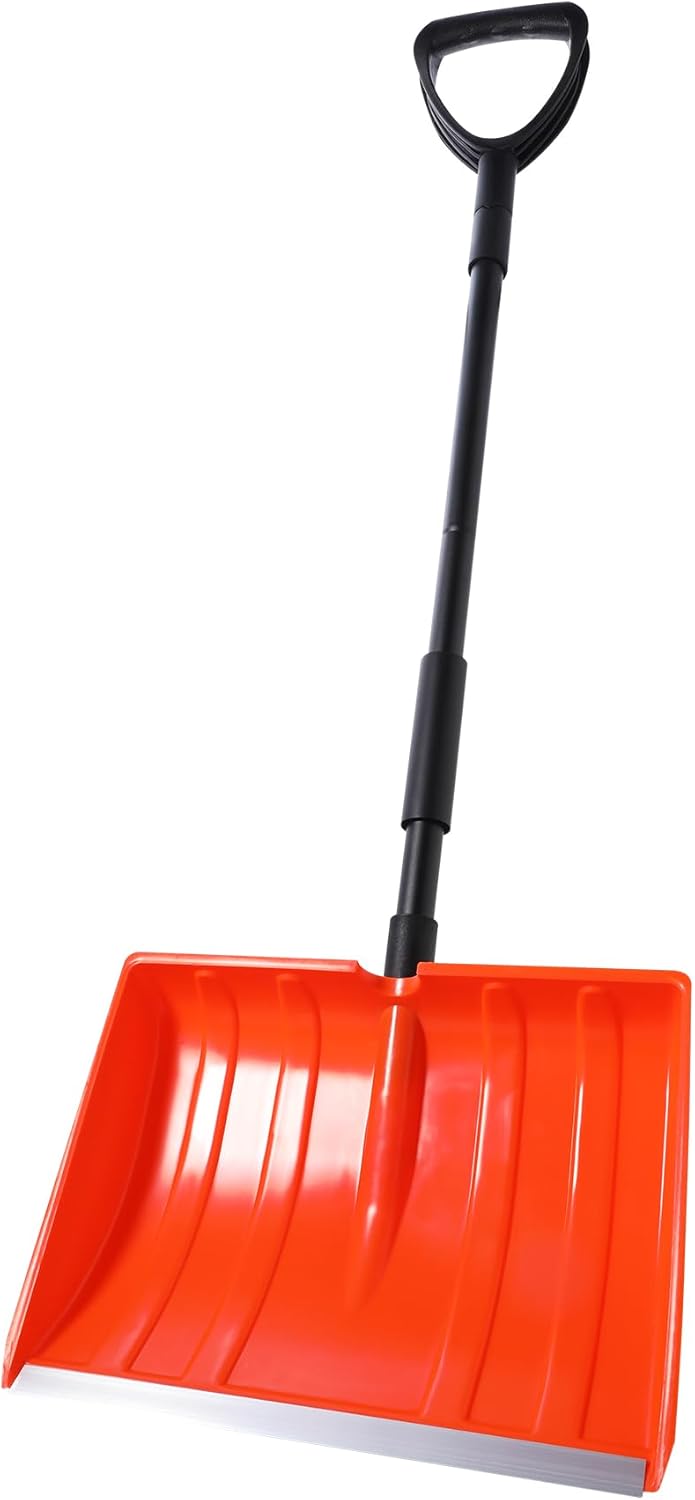 Yocada Snow Shovel for Driveway Home Garage Snow Removal | Aluminum Strip with D-Grip Handle 55 inch Long Large Capacity Shovel for Garden Car