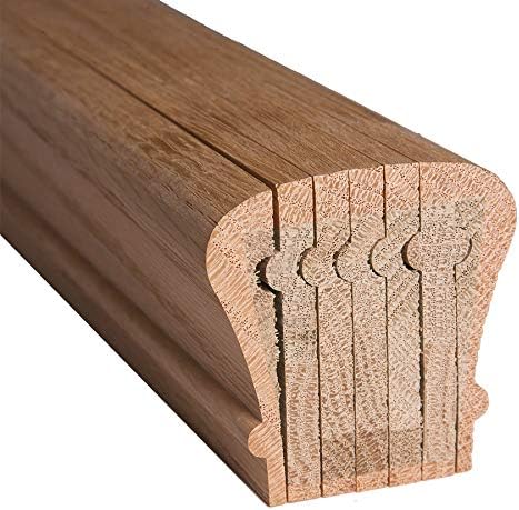 Red Oak 6010-8E 2-1/4 inch Width x 2-3/8 inch Tall Traditional Style Straight Wood Handrail for Stair Remodeling 8 feet Long