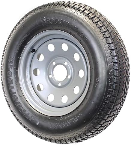 eCustomrim Trailer Tire Rim Assembly 205/75D15 F78-15 LRC 5 Lug Silver | 15 Inch Load Range C 6 Ply Tire