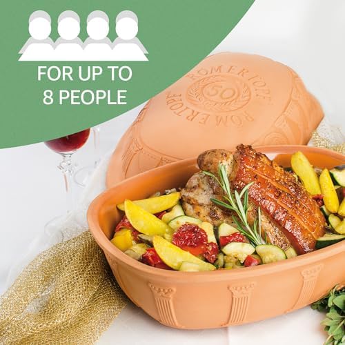 Romertopf Clay Roaster | 40 Years Anniversary Edition | Non-Stick Dutch Oven | Healthy Pot Cooking | Clay Baker | Versatile Cooking Vessel - 3.7 Quarts (3.5 Liters) for up to 6 people