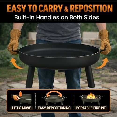 Pure Garden Outdoor Fire Pit, Black, 27.5-Inch