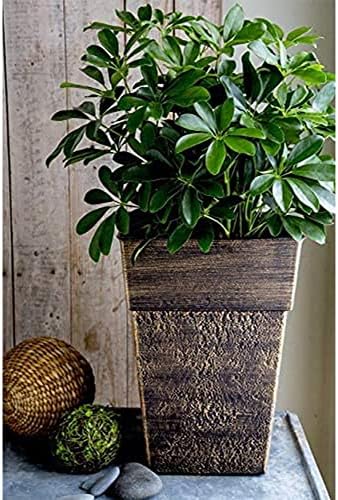 The HC Companies 18 Inch Avino Tall Square Planter - Decorative Indoor Outdoor Plant Pot for Front Porch, Deck, Patio and Home, Oxidized Black