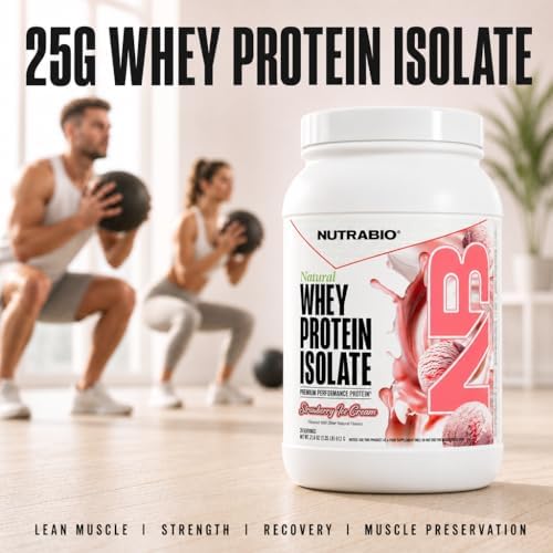 NutraBio Natural Whey Protein Isolate Protein Powder, 25g Protein with Complete Amino Acid Profile, Non-GMO, Soy & Gluten Free, Low Carb, Low Calorie - 20 Servings- Chocolate