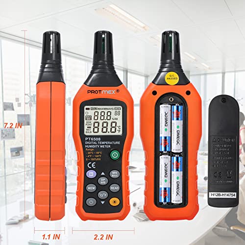 Digital Temperature Humidity Meter, Thermometer Hygrometer with Ambient Dew Point and Wet Bulb Temperature Indoor and Outdoor