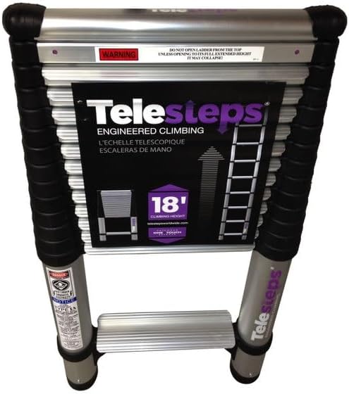 Telesteps 1800EP Pro Series Wide Step Telescoping Extension Ladder – 14.5 ft Height, 18 ft Reach | Type 1A 300 lb Rated