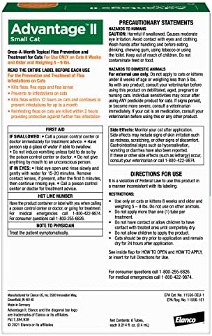 Advantage II Small Cat Vet-Recommended Flea Treatment & Prevention | Cats 5-9 lbs. | 6-Month Supply