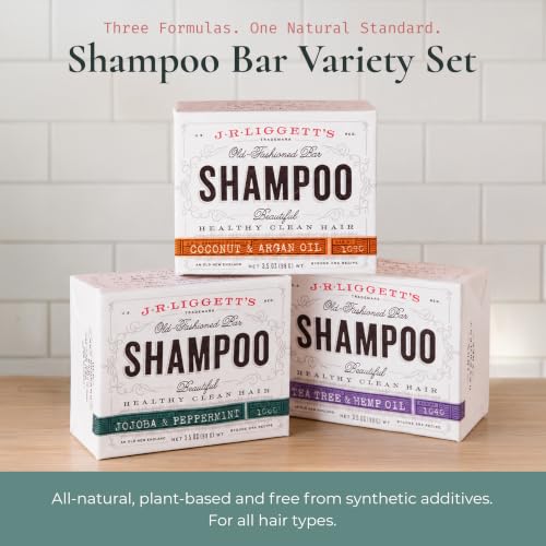 J.R.LIGGETT'S All Natural Shampoo Bar Variety Set 3-Pack, 3.5 oz Each | Tea Tree, Jojoba & Peppermint, and Coconut & Argan Oil Formula