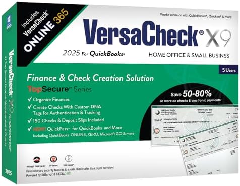 VersaCheck X9 2025 for QuickBooks – 5 Users + VersaCheck ONLINE Gold 1yr Sub Bundle