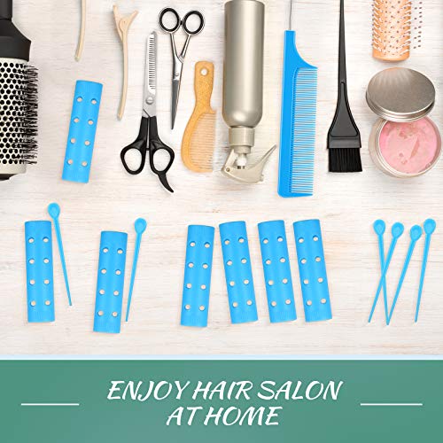 Syhood 29 Pcs Small Hair Rollers 0.63 Inch Plastic Curlers with Comb, Blue