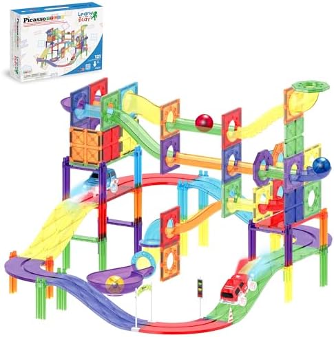 PicassoTiles Race Track Add-On Railway Magnetic Tiles STEM Construction Toy
