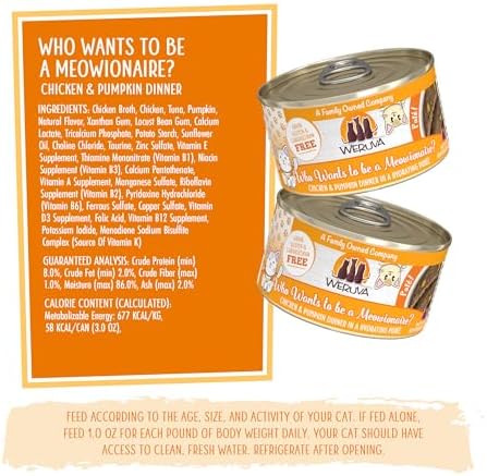 Weruva Wet Cat Food, Who Wants to be a Meowionaire with Chicken and Pumpkin Pate, 3oz Can, Pack of 12