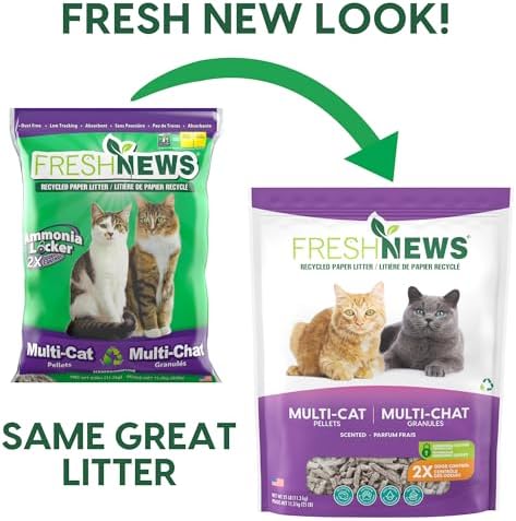 Fresh News Recycled Paper Original Pellet Cat Litter, 25 Pound, Non-Clumping, Unscented, Made in USA