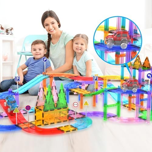 PicassoTiles Race Track Add-On Railway Magnetic Tiles STEM Construction Toy