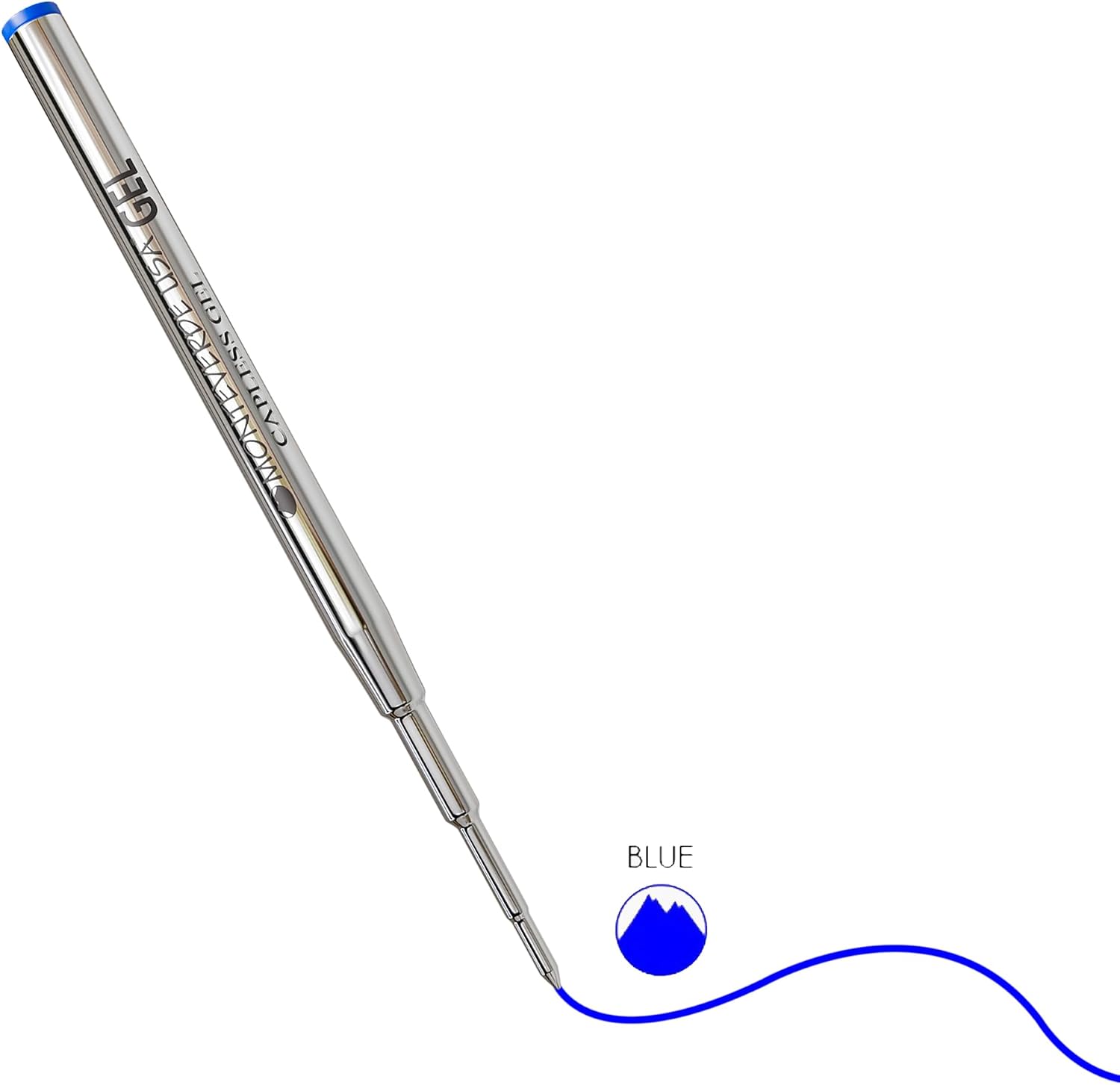 Monteverde Capless Gel Refill to Fit Montblanc, Medium, Blue, 2 Pack