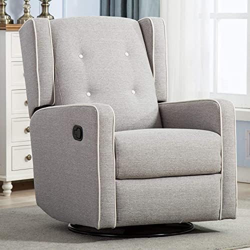 CANMOV Swivel Rocker Recliner Chair, Nursery Glider Chair, Nursery Rocking Chairs, Manual Reclining Chair, Grey