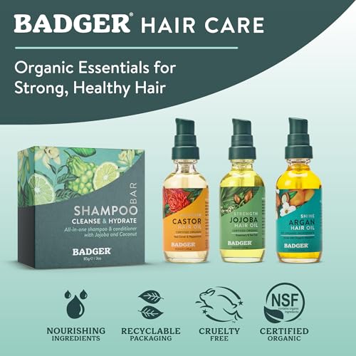 Badger - Jojoba & Baobab Conditioning Shampoo Bar, Natural Vegan Hair Bar, 3 oz
