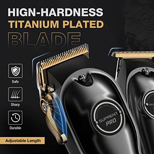 SUPRENT® PRO Professional Hair Clippers for Men- Hair Cutting Kit & Zero Gap T-Blade Trimmer Combo- Cordless Barber Clipper Set with LED Display