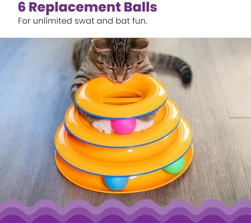 Catstages Tower of Tracks Cat Toy – 3-Level Track Tower with 6 Balls, Interactive Cat Toy for Indoor Enrichment