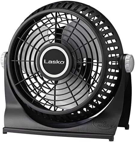 Lasko 505 Small Desk Fan with10-Inch Pivoting Head, Portable Electric Plug-In Table Fan Creates a Quiet Personal Cooling Breeze, Ideal for Travel, Bedroom, Dorm, and Office – Bronze