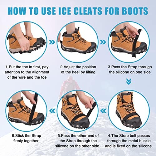 Ice Snow Traction Cleats for Shoes and Boots Non-Slip Crampon Snow Cleats for Winter Walking on Snow and Ice Boots Cleats for Men Women Walking