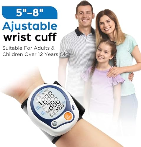 LotFancy Kids Wrist Blood Pressure Monitor for Home Use, BP Cuff 5”-8” for Small Adult, Digital Automatic Blood Pressure Cuff 60 Readings, 1 User